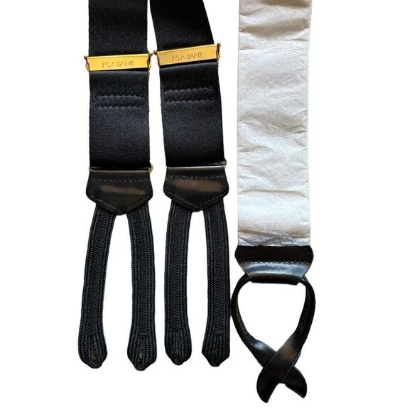 New Jos A. Bank Braces Suspenders Solid Black - Picture 3 of 6